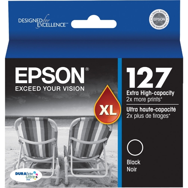 Picture of Epson 127 Extra High Capacity DuraBrite Ultra Black Ink Cartridge for Stylus NX530, NX625 and WorkForce 60, 545, 630, 633, 635, 645, 840, 845, WF-3520, WF-3540, WF-7010, WF-7510, WF-7520 - T127120-S