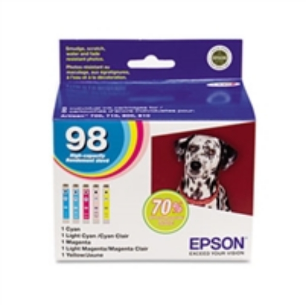 Epson 98 High Capacity Claria 5 Color Ink Pack for Artisan 700, 710, 725, 730, 800, 810, 835, 837   T098920