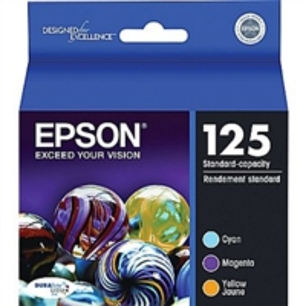 Epson 125 Color Ink Mulit Pack   Cyan, Magneta, and Yellow   T125520