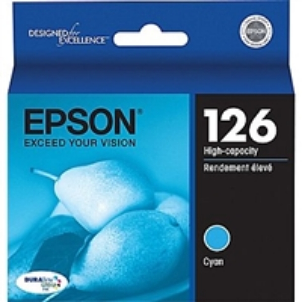 Epson 126 DuraBrite Ultra Ink High Capacity Cyan for WorkForce 60, 435, 520, 545, 630, 633, 635, 645, 840, 845, WF 3520, WF 3540, WF 7010, WF 7510, WF 7520 and Stylus NX330, NX430   T126220