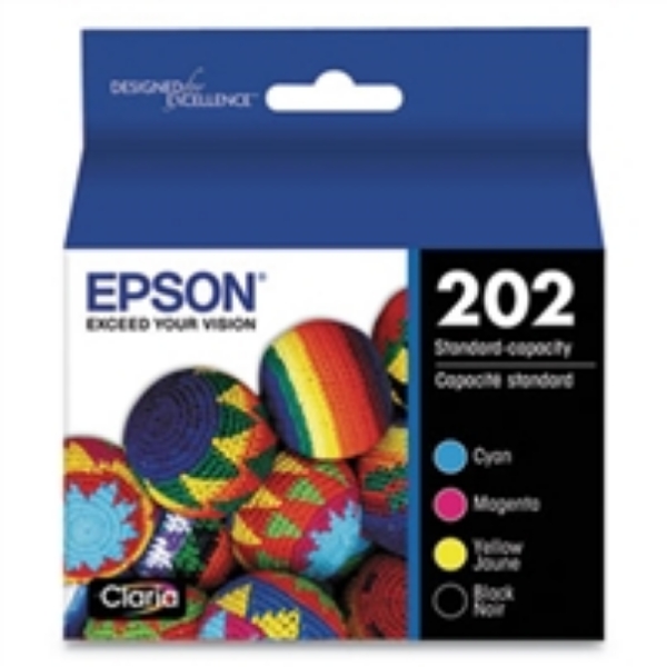 Epson T202 Black/Cyan/Magenta/Yellow Standard Ink Cartridges for WorkForce 2860 and Expression Home XP 5100   T202120BCS