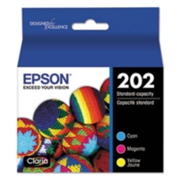 Epson 202 Cyan/Magenta/Yellow Standard Ink Cartridges for WorkForce 2860 and Expression Home XP 5100   T202520S