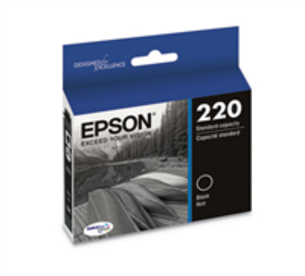 Epson 220 DURABrite Ultra Black Ink, 175 Page Yield for WorkForce WF 2630, WF 2650, WF 2660, WF 2750, WF 2760 and Expression Home Xp 320, 420, 424   T220120S