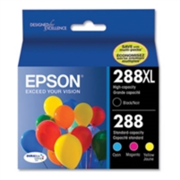 Epson DuraBrite 288 Ultra High Yield Black/Cyan/Magenta/Yellow 4 Pack Ink Cartridges  T288XLBCS