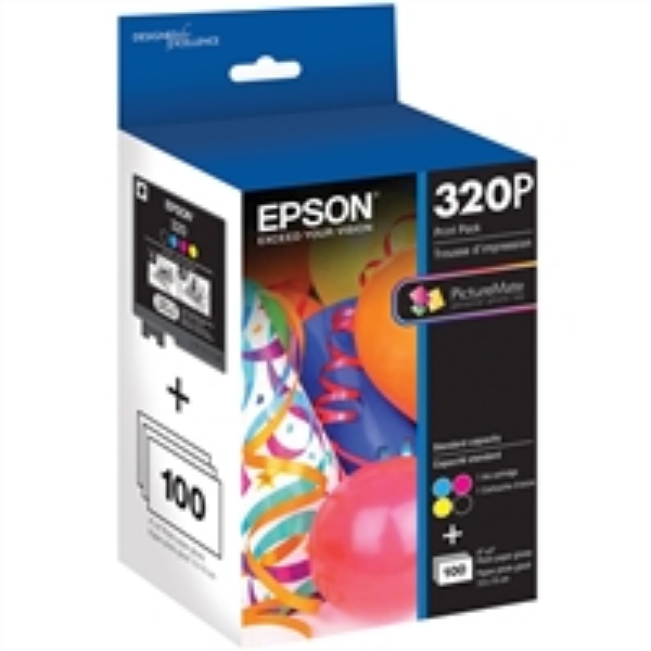 Epson PictureMate 400 Series Print Pack, Black/Cyan/Magenta/Yellow Ink & Photo Paper   T320P
