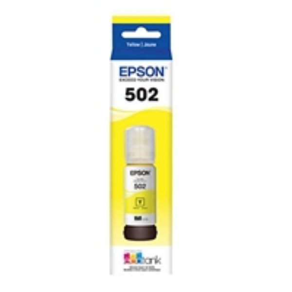 Epson EcoTank T502 Yellow Ink Bottle for EcoTank ET 2760, ET 2850, ET 3710, ET 3760, ET 3830, ET 3850, ET 4760, ET 4850, ET 15000, WorkForce ET 3750, ET 4750, ST 2000, ST C2100, ST 3000, ST 4000, ST C4100, Expression ET 2700, ET 2750, ET 3700   T502420 S