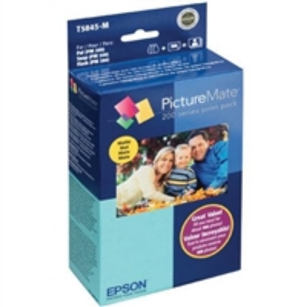 Epson PictureMate 200 Series Print Pack Ink & Paper   Glossy   T5845M