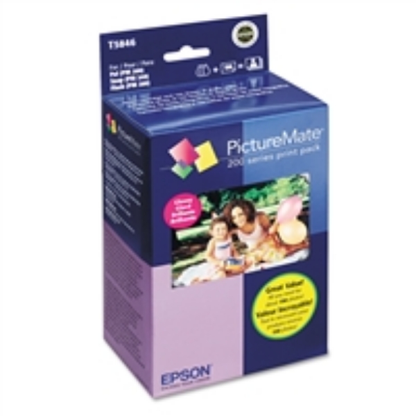 Epson PictureMate 200 Series Print Pack Ink & Paper   Glossy   T5846
