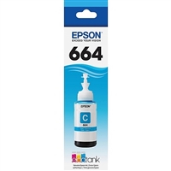 Epson 664 Cyan Ink Bottle for Expression ET 2500, ET 2550, ET 2600, ET 2650, ET 3600 and WorkForce ET 4500, ET 4550, ET 16500   T664220 S