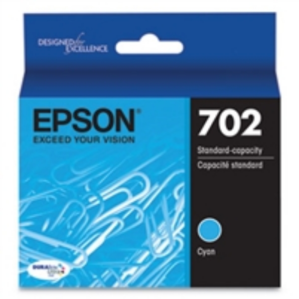 Epson T702 DURABrite Ultra Standard Capacity Cyan Ink Cartridge for WorkForce Pro WF 3720, WF 3733, WF 3730   T702220S
