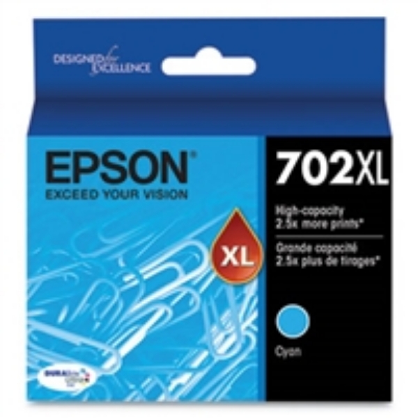 Epson T702XL DURABrite Ultra High Yield Cyan Ink Cartridge for WorkForce WF 3720, WF 3733, WF 3730   T702XL220S