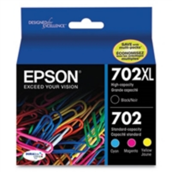 Epson T702 DURABrite Ultra High Yield Ink   Black/Cyan/Magenta/Yellow Multi Pack   T702XLBCS