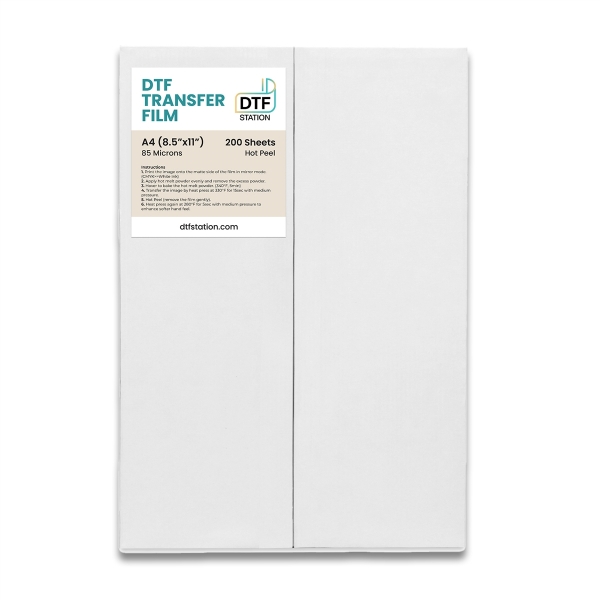 DTF Station Transfer Film (Warm Peel) for Direct to Film 8.5"x11" - 200 Sheets