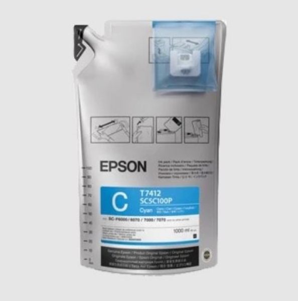Epson UltraChrome DS Cyan Ink for SureColor F6070, F6200, F7070, F7170, F7200, F9200 and F9370 (1000 mL, 1pk) T741220 1