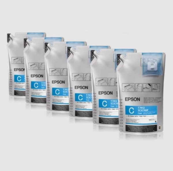 Epson UltraChrome DS Cyan Ink Packs 6 x 1000 mL for SureColor F6070, F6200, F7070, F7170, F7200, F9200, F9370 T741200	