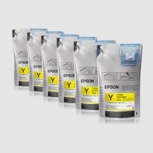 Epson UltraChrome DS Yellow Ink Packs 6 x 1000mL for SureColor F6070, F6200, F7070, F7170, F7200, F9200, F9370 T741400	