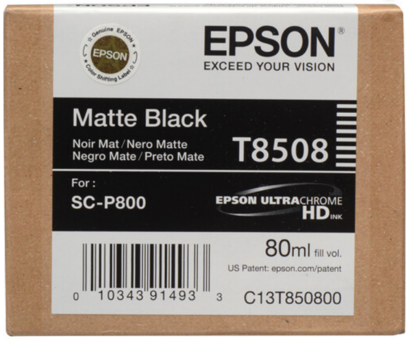 Epson T850 UltraChrome HD 80ml Matte Black Ink Cartridge for SureColor P800 - T850800