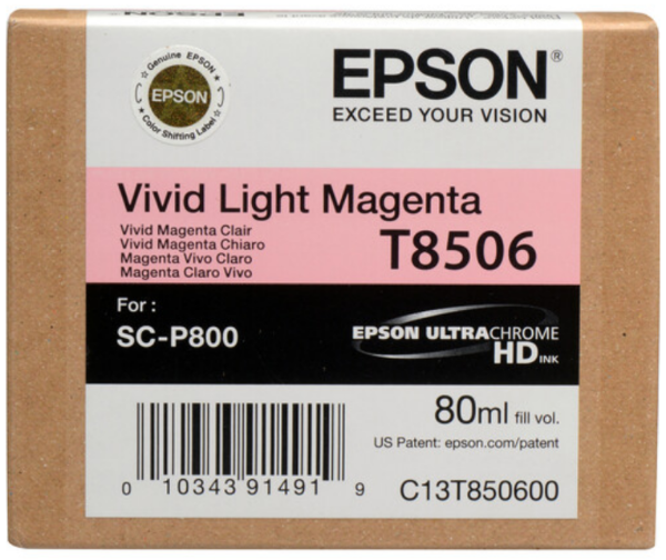 Epson T850 UltraChrome HD 80ml Vivid Light Magenta Ink Cartridge for SureColor P800 - T850600