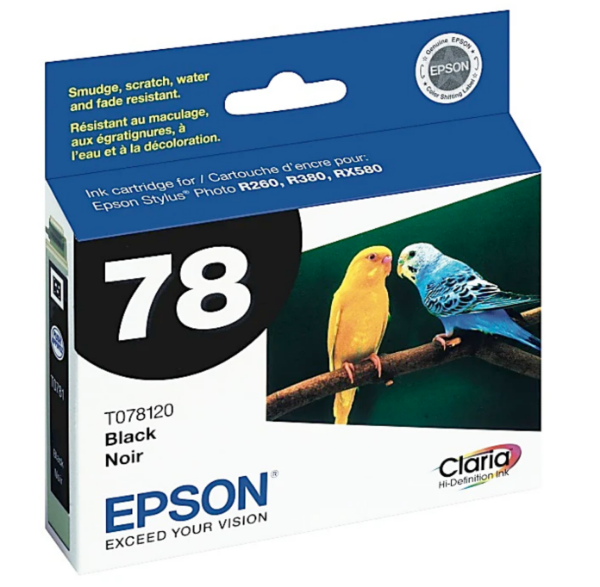 Epson 78 Claria Hi Definition Photo Black Ink for Stylus Photo R260, R280, R380, RX580, RX595, RX680 T078120