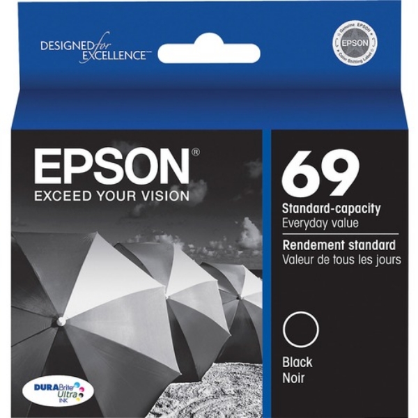 Epson 69 DuraBrite Ultra Ink Black for WorkForce 30, 40, 310, 315, 500, 600, 610, 615, 1100 T069120