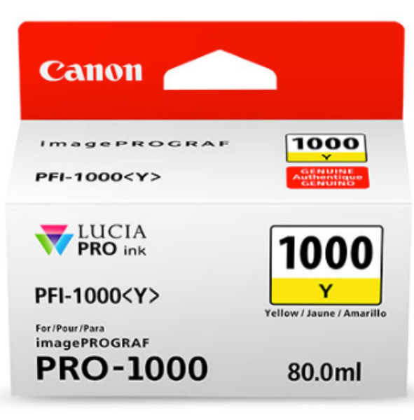 Canon PFI 1000Y Yellow Ink Tank 80ml for imagePROGRAF PRO 1000 0549C002AA