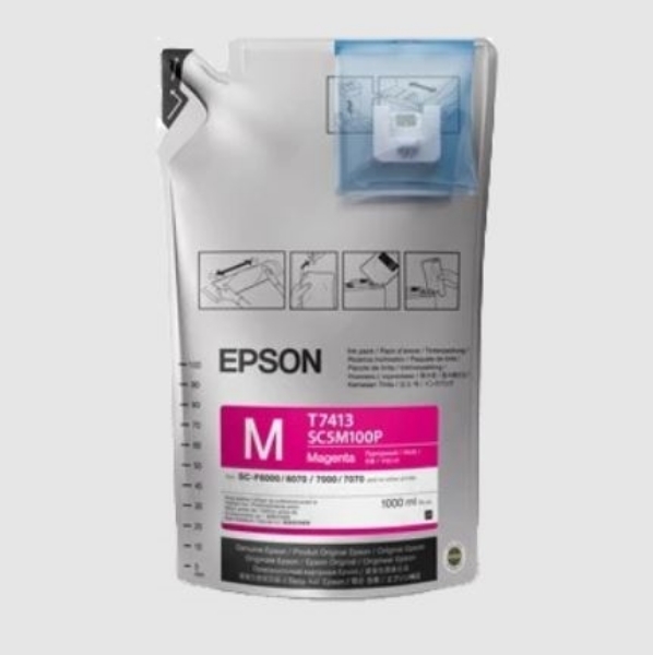 Epson UltraChrome DS Magenta Ink for SureColor F6070, F6200, F7070, F7170, F7200, F9200, and F9370 (1000 mL, 1pk) T741320 1	