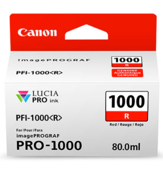 Canon PFI 1000R Red Ink Tank 80ml for imagePROGRAF PRO 1000 0554C002AA