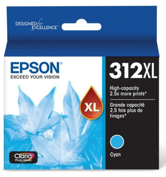 Epson 312XL Claria Photo HD Cyan Ink for XP 15000, XP 8500 T312XL220S