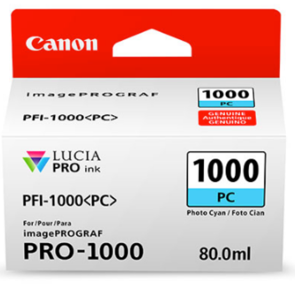 Canon PFI-1000PC Photo Cyan Ink Tank 80ml for imagePROGRAF PRO-1000 - 0550C002AA