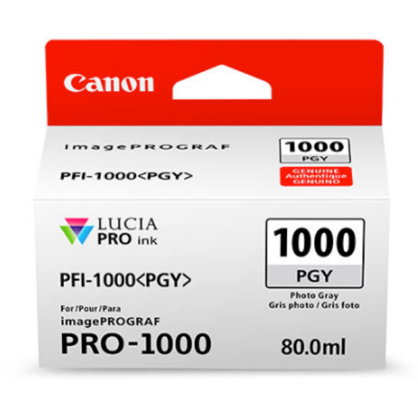 Canon PFI-1000PGY Photo Gray Ink Tank 80ml for imagePROGRAF PRO-1000 - 0553C002AA