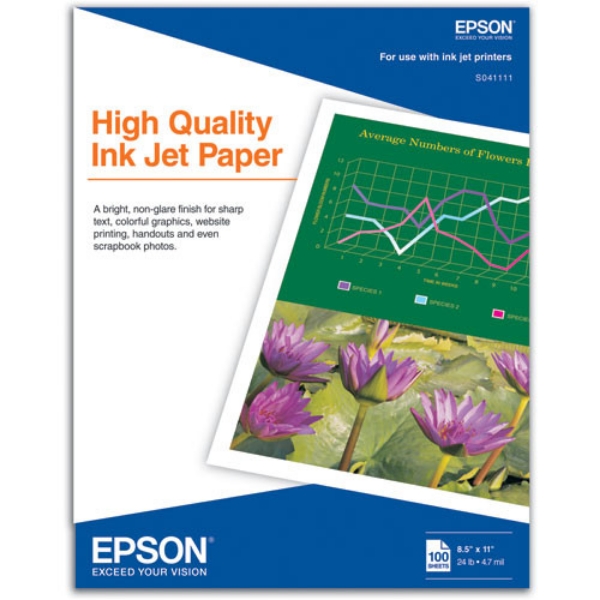 Epson High Quality Ink Jet Paper 8.5"x11" - 100 Sheets