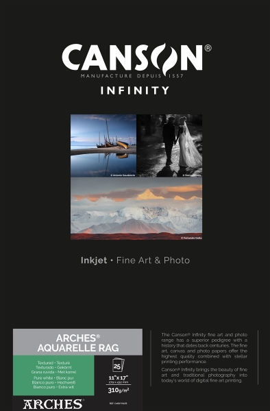 Canson Infinity ARCHES Aquarelle Rag 310gsm Matte 11"x17" - 25 Sheets