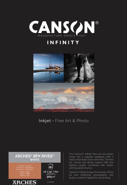 Canson Infinity ARCHES BFK Rives White 310gsm Matte 13"x19" A3+ - 25 Sheets