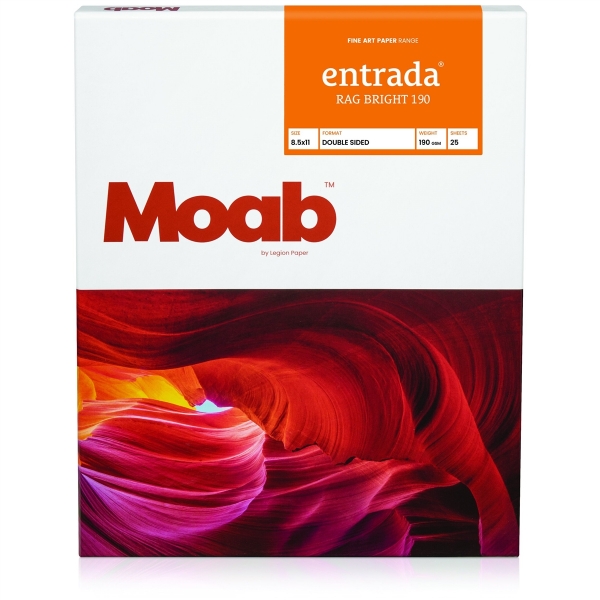 Moab Entrada Rag Bright 190gsm  8.5" x 11" - 25 Sheets