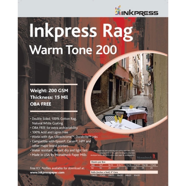 Inkpress Rag Warm Tone 200gsm 2-Sided 8" x 8" - 25 Sheets