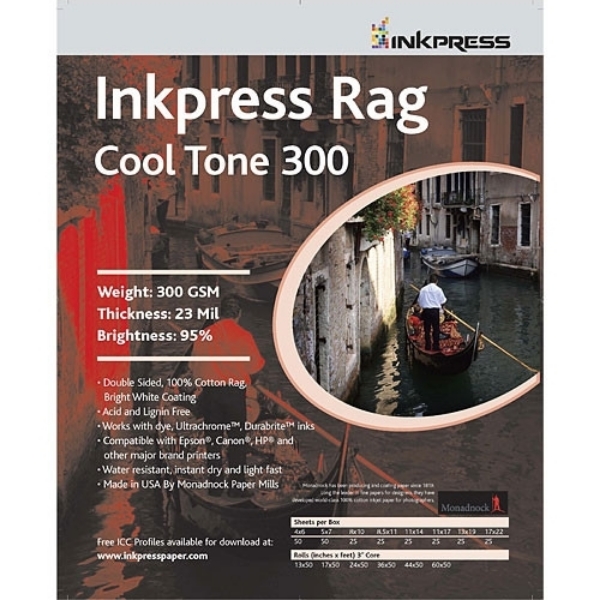 Inkpress Rag Cool Tone 300gsm 11"x14" - 25 Sheets