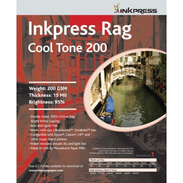 Inkpress Rag Cool Tone 200 2-Sided 4" x 6" - 50 Sheets