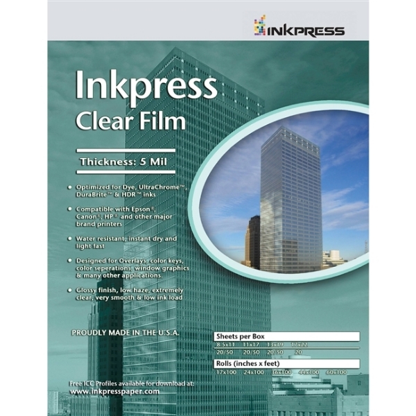 Inkpress Clear Film 5mil 24"x100' Roll