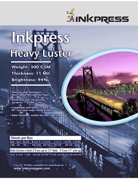 Inkpress Heavy Luster 300gsm 5" x 7" - 50 Sheets