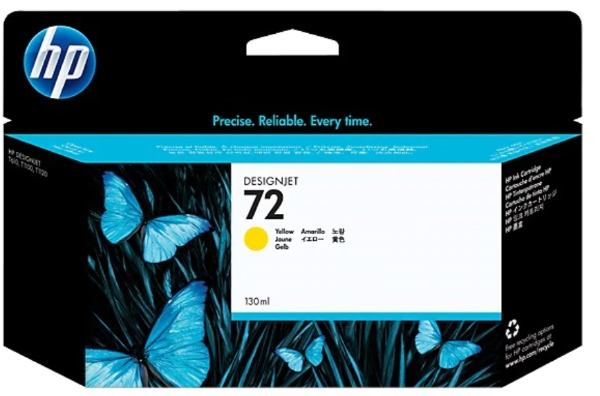 HP 72 130-ml Yellow DesignJet Ink Cartridge for HP DesignJet T610, T620, T770, T790, T795, T1100, T1100 MFP, T1100ps, T1120, T1120ps, T1200, T1300, T2300 - C9373A