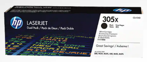 HP 305X 2-pack High Yield Black Original LaserJet Toner Cartridges - CE410XD