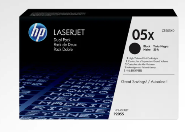HP 05X High-Capacity Black Dual Pack Toner Cartridges - CE505XD