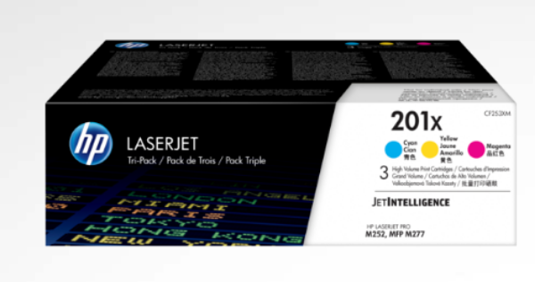 HP 201X 3-pack High Yield Cyan/Magenta/Yellow Original LaserJet Toner Cartridges - CF253X-M