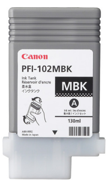 Canon PFI-102MBK Matte Black Ink Tank (130ml) for iPF500, iPF510, iPF600, iPF605, iPF610, iPF650, iPF655, iPF700, iPF710, iPF750, iPF755, iPF760, iPF765 - 0894B001AA
