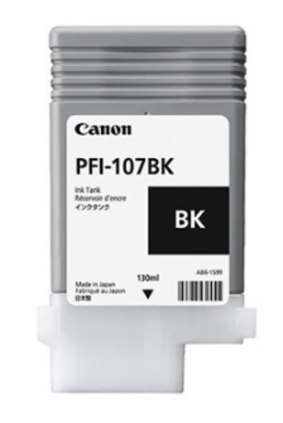 Canon Ink Tank PFI-107BK - Dye Black Ink Tank 130ml for imagePROGRAF iPF680, iPF685, iPF780, iPF785 - 6705B001AA