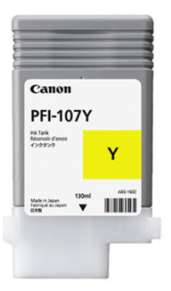 Canon Ink Tank PFI-107Y - Dye Yellow Ink Tank 130ml for imagePROGRAF iPF680, iPF685, iPF780, iPF785 - 6708B001AA