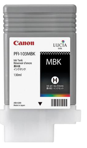 Canon PFI-103MBK Matte Black Ink Tank (130ml) for imagePROGRAF iPF5100, iPF6100, iPF6200 (LIMITED STOCK AVAILABLE) - 2211B001AA