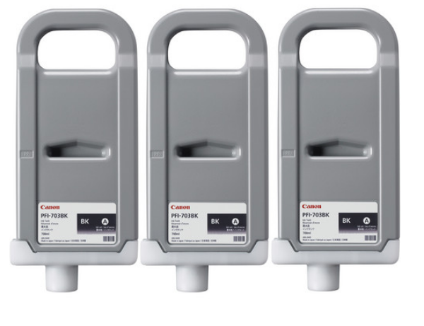 Canon PFI-703BK 700ml Black Ink Tanks (3 Pack) - 2963B003AA