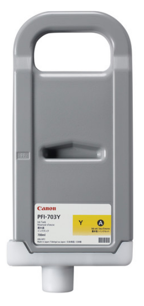 Canon PFI-703Y Yellow Ink Tank (700ml) for imagePROGRAF, iPF810, iPF810 PRO, iPF815, iPF815 MFP, iPF815 MFP M40, iPF820, iPF820 PRO, iPF825,  iPF825 MFP,  iPF825 MFP M40 - 2966B001AA