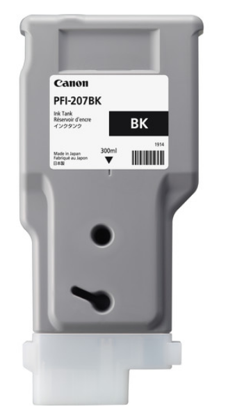 Canon PFI-207BK Black Ink Cartridge (300ml)  for imagePROGRAF iPF680, iPF685, iPF780, iPF785 - 8789B001AA